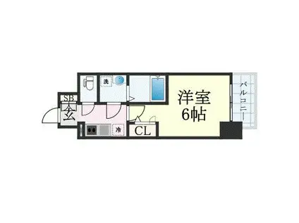 エスリード弁天町ルシェンテ(1K/9階)の間取り写真