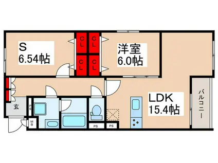 THEIOS SON(1SLDK/1階)の間取り写真