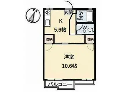 ハイツタンポポB棟(1K/2階)の間取り写真