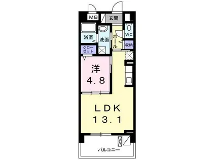 ヴァンクール(1LDK/6階)の間取り写真