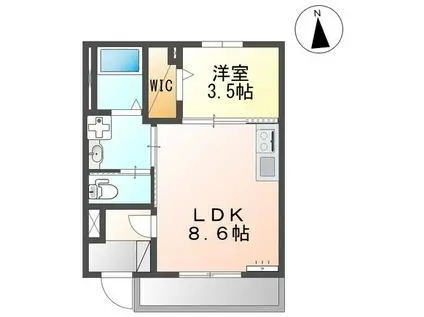 NEOHEIM(1LDK/1階)の間取り写真