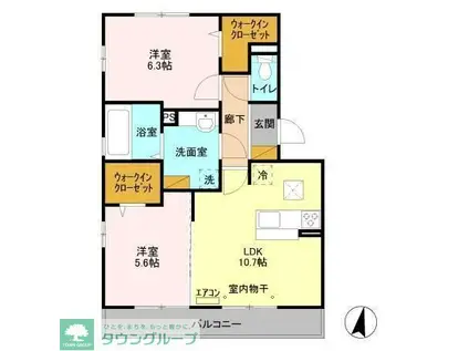 シャルムHAII(2LDK/1階)の間取り写真