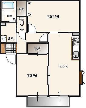森子ハイツB棟(2LDK/2階)の間取り写真