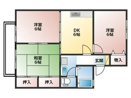 ビューバレー経堂(3DK/1階)の間取り写真