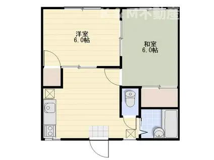 立野ハイツ(2DK/1階)の間取り写真