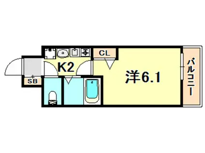 エステムコート神戸西II(1K/4階)の間取り写真