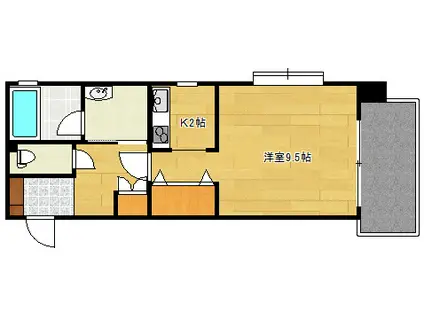 フォーセゾン出汐(1K/3階)の間取り写真