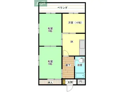 清輝橋マンション(2DK/6階)の間取り写真