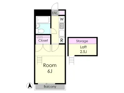 モアクレスト西山I番館(1K/2階)の間取り写真