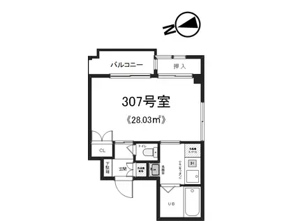 ヒルトップ青葉台(1K/3階)の間取り写真