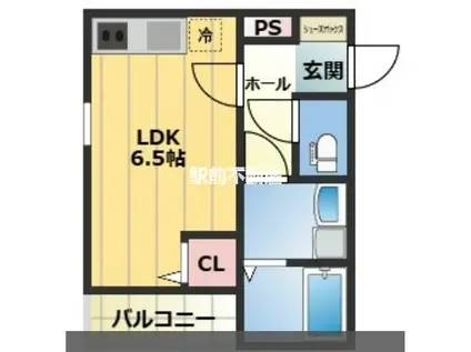 ザノーブルス六ツ門(ワンルーム/1階)の間取り写真
