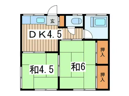寺田ハイツ1号棟(2DK/1階)の間取り写真