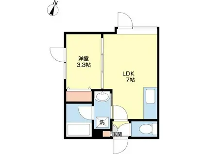 アークコート水車町(1DK/2階)の間取り写真