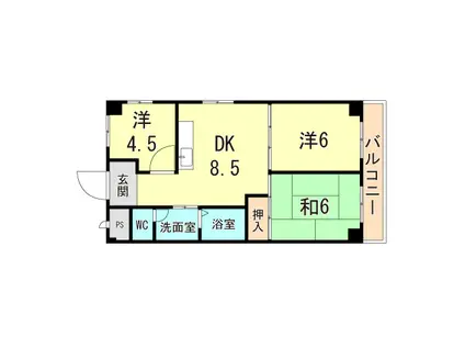 尼崎梅ノ木公園アーバンリズ(3DK/3階)の間取り写真