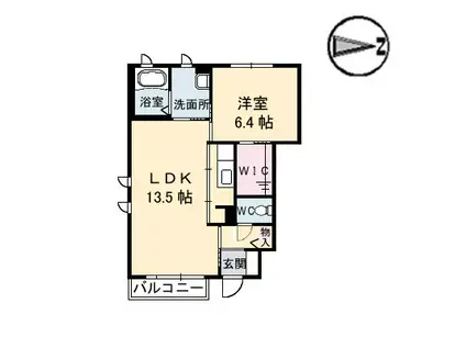 シャーメゾン西古松(1LDK/1階)の間取り写真