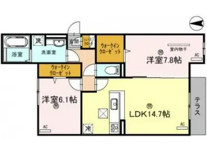 スペチアーレ巽中 A棟(2LDK/1階)の間取り写真