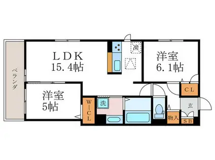 D-ROOM西院小米(2LDK/1階)の間取り写真