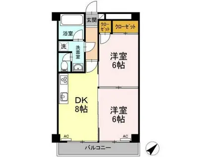 第2パークサイドマンション(2DK/3階)の間取り写真