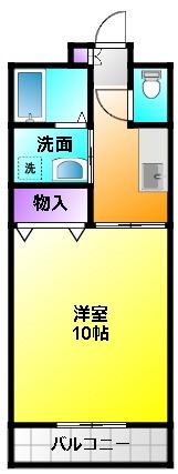 ウインブルドン(1K/3階)の間取り写真