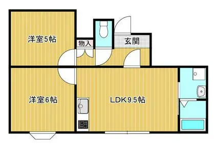 レインボーハイム東尾久(2LDK/1階)の間取り写真