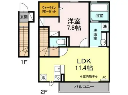 リバティ(1LDK/2階)の間取り写真