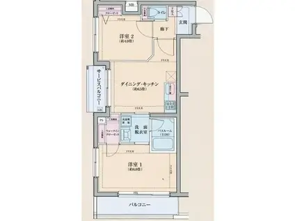 ロアール西馬込(2DK/2階)の間取り写真