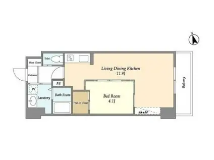 LIBR GRANT羽田(1LDK/4階)の間取り写真