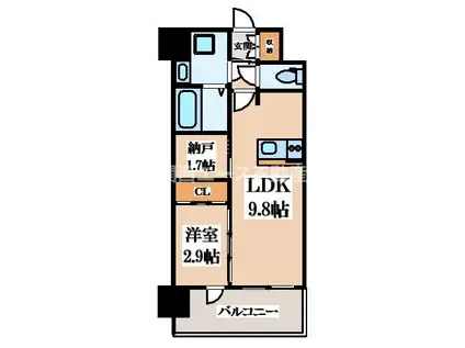 EST ONE HIGASHIOSAKAII(1SLDK/12階)の間取り写真