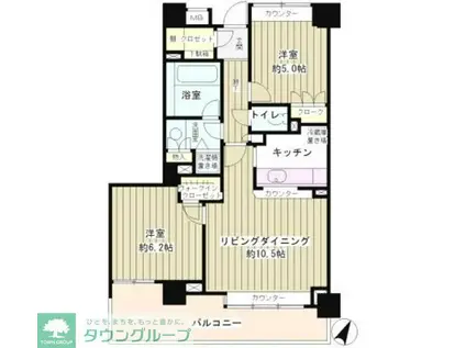 上野毛パーク・ホームズアダージオ(2LDK/4階)の間取り写真