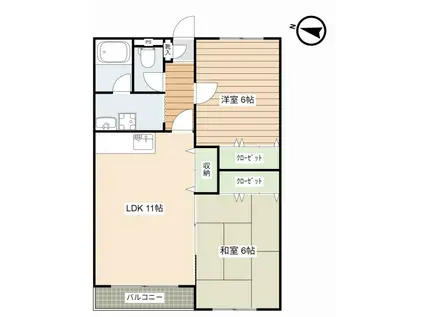 ルフラン勝央(2LDK/3階)の間取り写真