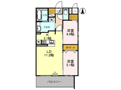 レジデンス喜志(2LDK/1階)の間取り写真