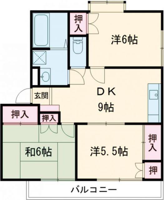 ベルフラワーハイツII(3DK/2階)の間取り写真