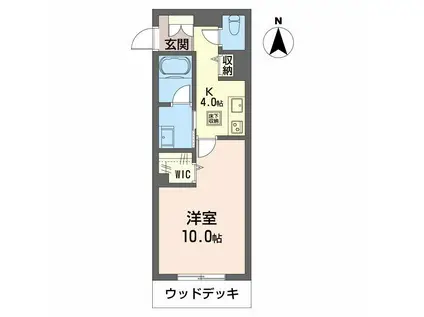 メゾンリアン竜美西(1K/1階)の間取り写真