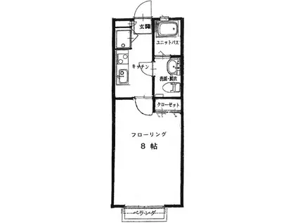 フラッツE(1K/2階)の間取り写真