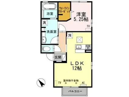 ロ・クレオ(1LDK/1階)の間取り写真