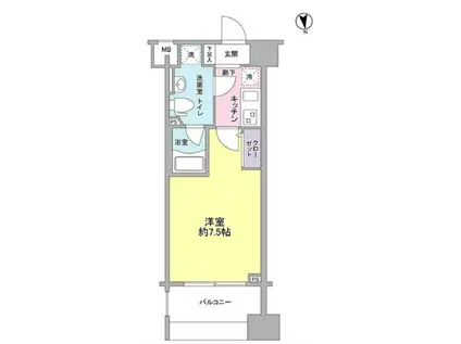 メインステージ白金高輪駅前(1K/10階)の間取り写真