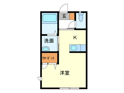 バリーハイツ田島D棟(ワンルーム/1階)の間取り写真