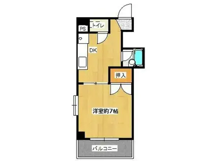 ロイヤルパレス片江(1DK/2階)の間取り写真