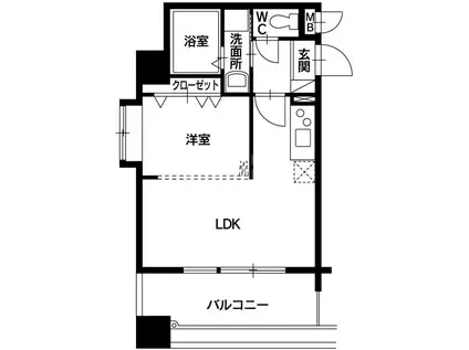 ベールメトロ姪浜(1LDK/4階)の間取り写真
