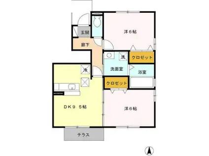 ひばり野 B(2DK/1階)の間取り写真