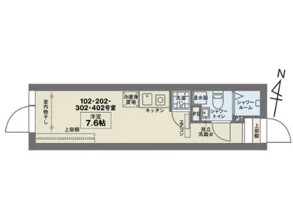 COCOFLAT北千住サウス(ワンルーム/4階)の間取り写真