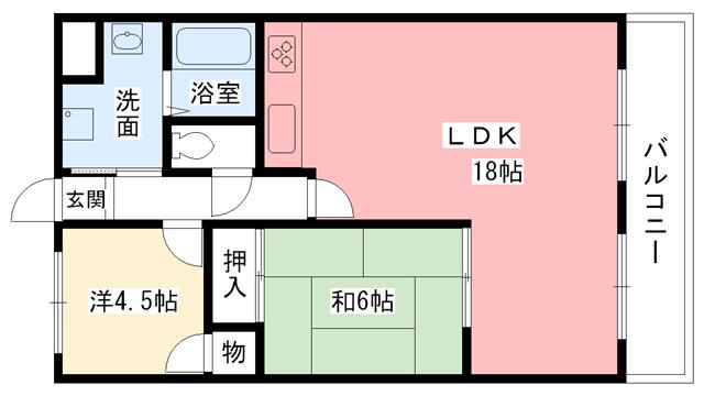 アーデンハウス菊谷(2LDK/2階)の間取り写真