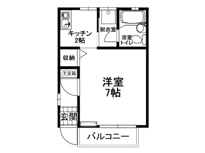 ヤマキハイツPARTII(1K/1階)の間取り写真