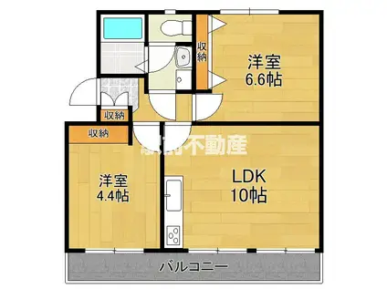 フロレゾン徳益(2LDK/2階)の間取り写真