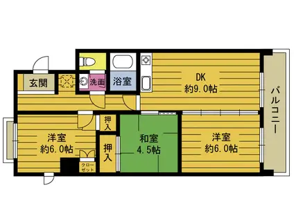リンツII(3DK/3階)の間取り写真