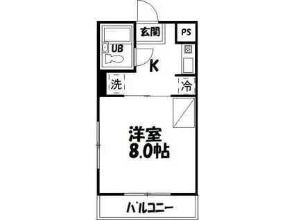 レジデンス楓(1DK/2階)の間取り写真