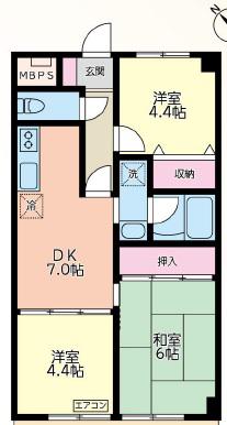小平3DKマンション(3DK/1階)の間取り写真