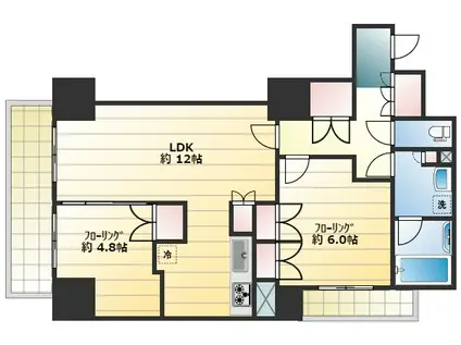 IIHA武蔵野(2LDK/9階)の間取り写真