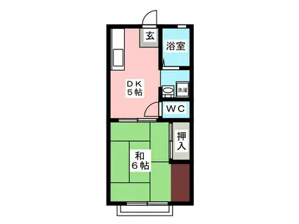 サンシティ藤棚(1DK/2階)の間取り写真