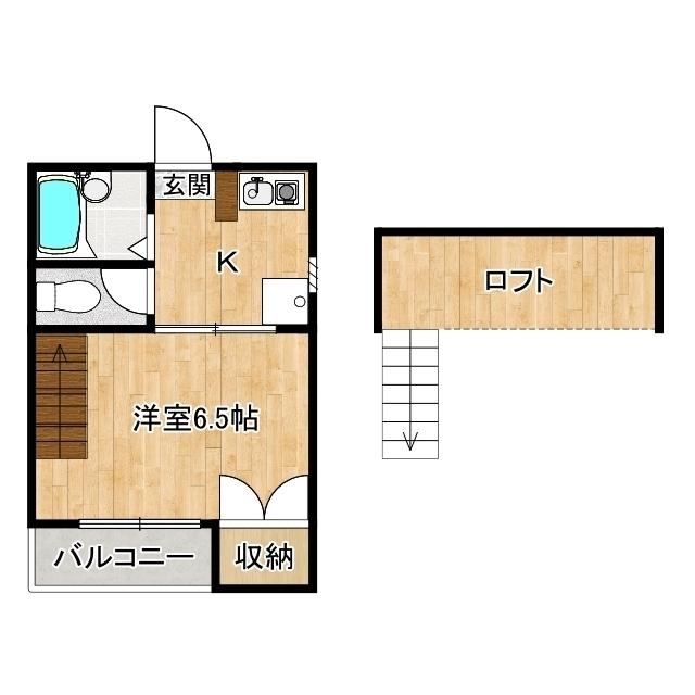 サンピュアJ(1K/2階)の間取り写真